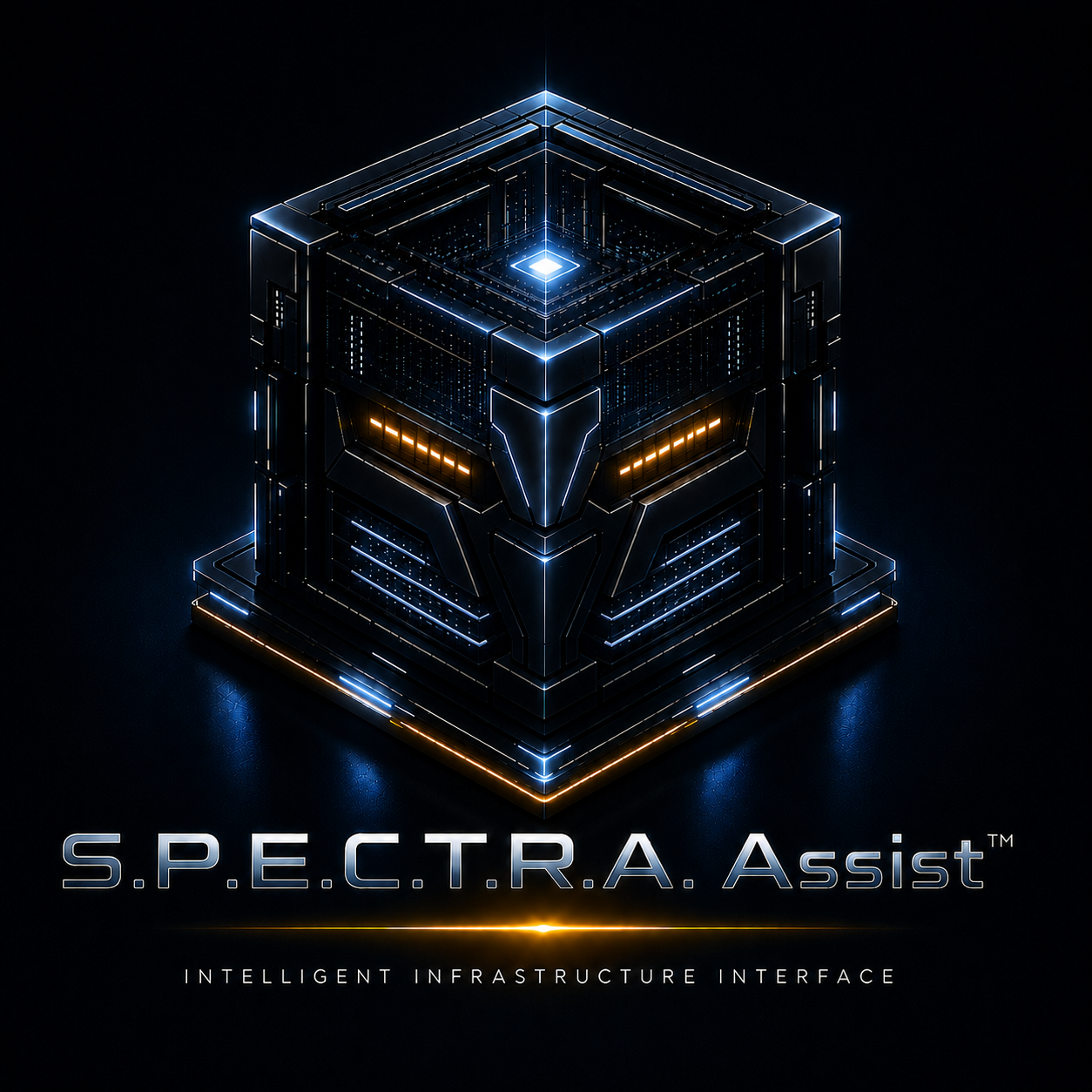 S.P.E.C.T.R.A. Assist, with cyan edge lighting and amber eyes